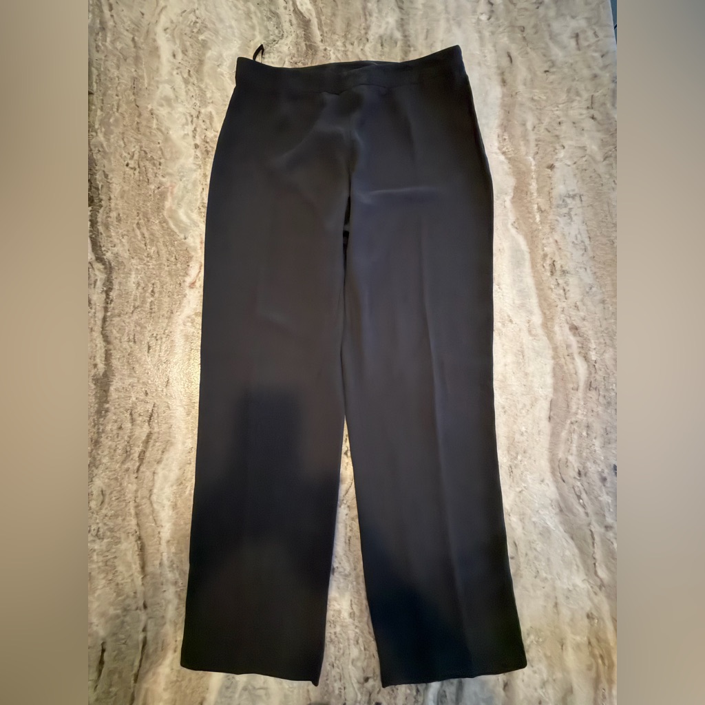 Eileen Fisher Black 100% Silk Pants Medium Petite